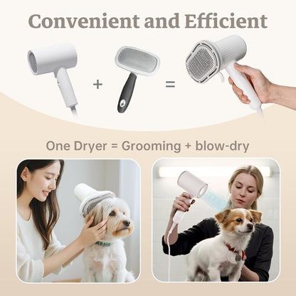 Dog Brush for Shedding, Professional 2-In-1 Pet Hair Dryer & Dog Grooming Brush 
