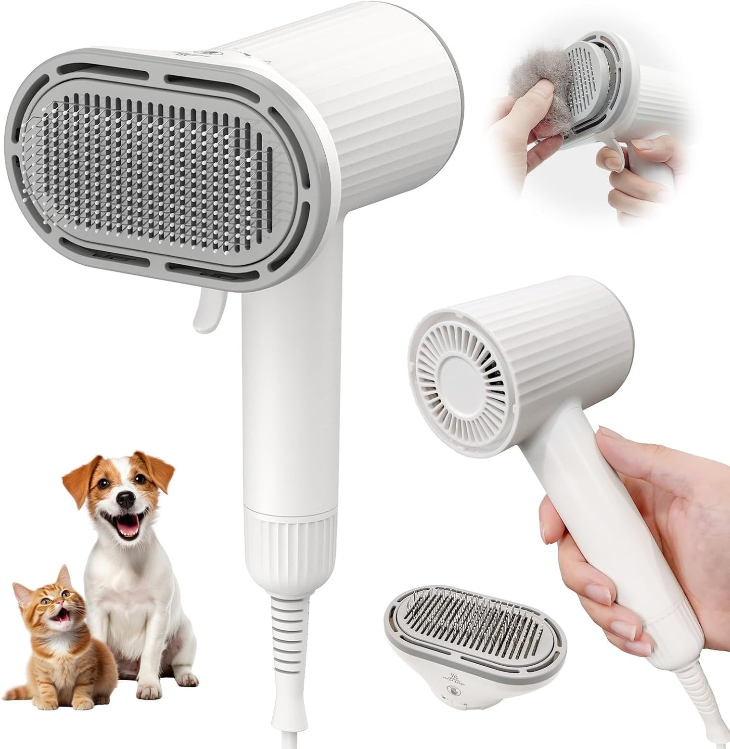 Dog Brush for Shedding, Professional 2-In-1 Pet Hair Dryer & Dog Grooming Brush 