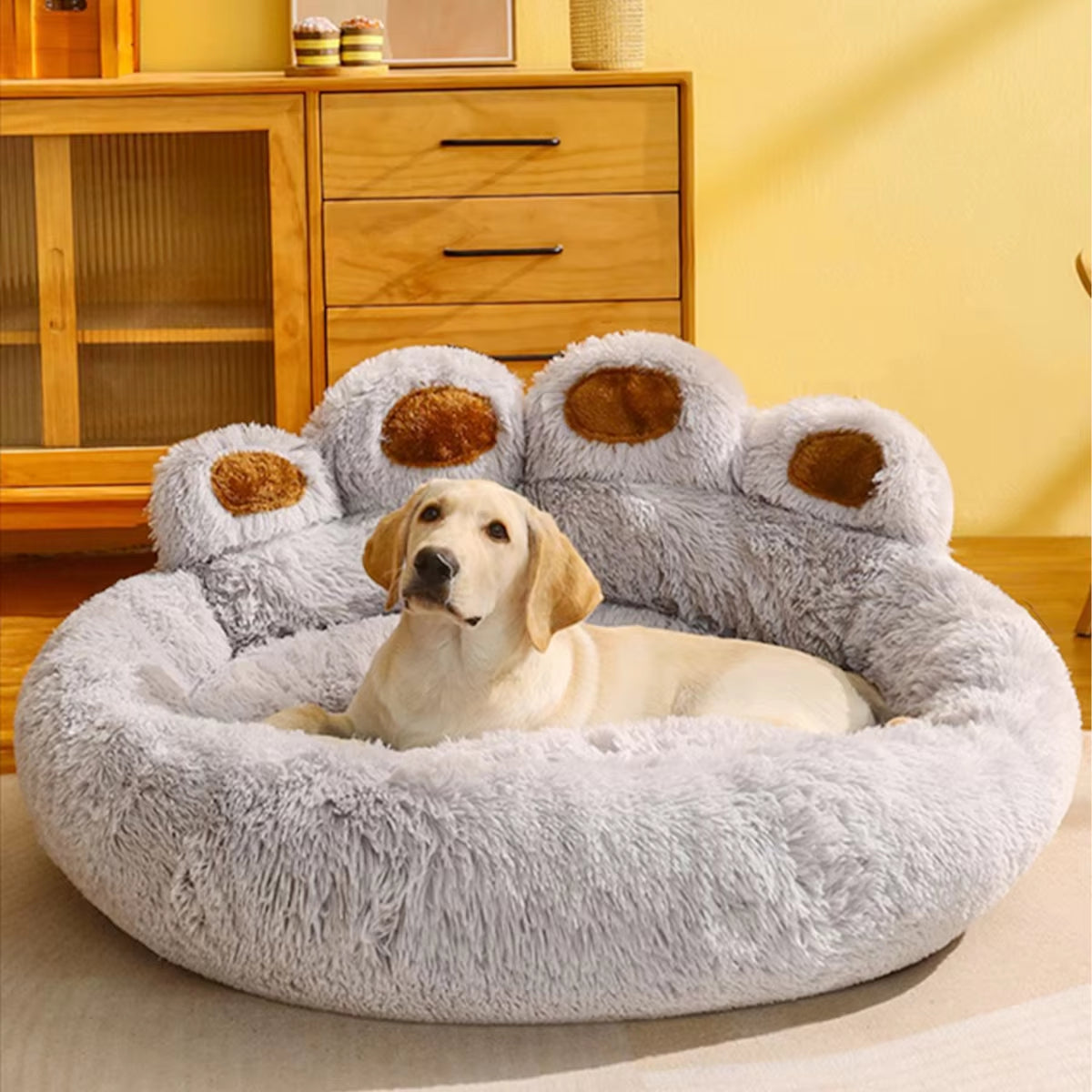 Deluxe Fluffy Dog Bed - Cozy Plush Kennel for Large Dogs & Cats - Premium Winter Bedding Cushion
