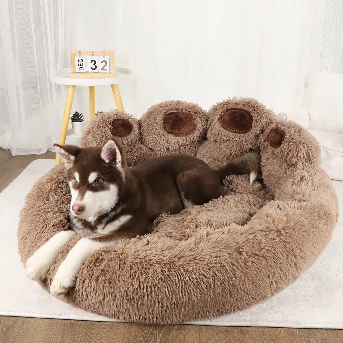 Deluxe Fluffy Dog Bed - Cozy Plush Kennel for Large Dogs & Cats - Premium Winter Bedding Cushion