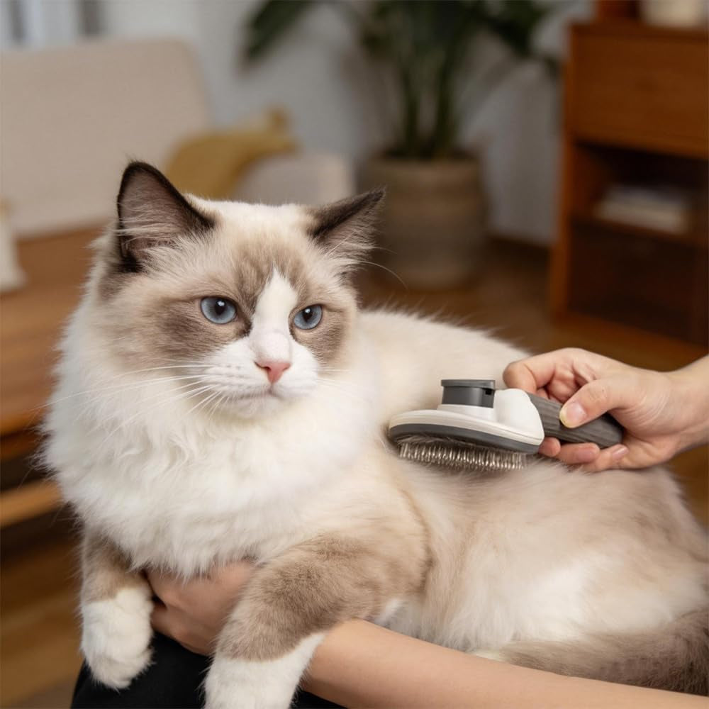 Ultimate Cat & Dog Grooming Brush - Effortless Shedding & One-Click Hair Removal, Skin-Friendly & Easy to Clean
