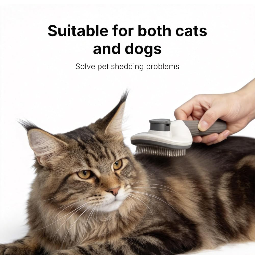 Ultimate Cat & Dog Grooming Brush - Effortless Shedding & One-Click Hair Removal, Skin-Friendly & Easy to Clean
