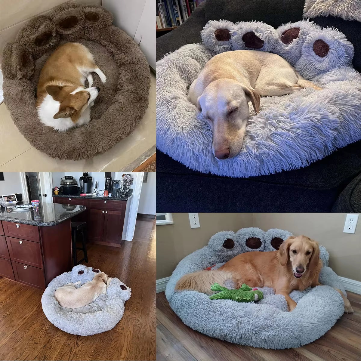 Deluxe Fluffy Dog Bed - Cozy Plush Kennel for Large Dogs & Cats - Premium Winter Bedding Cushion