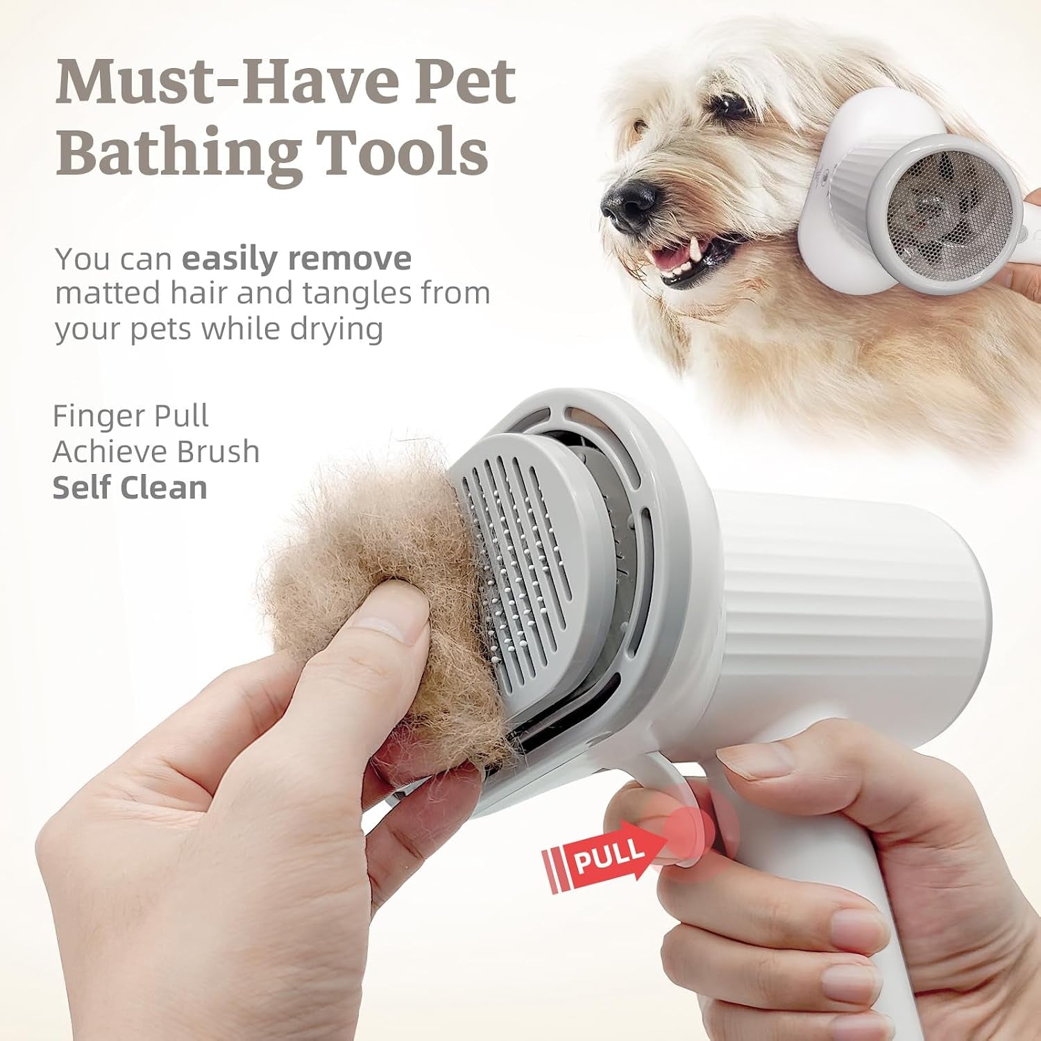 Dog Brush for Shedding, Professional 2-In-1 Pet Hair Dryer & Dog Grooming Brush 