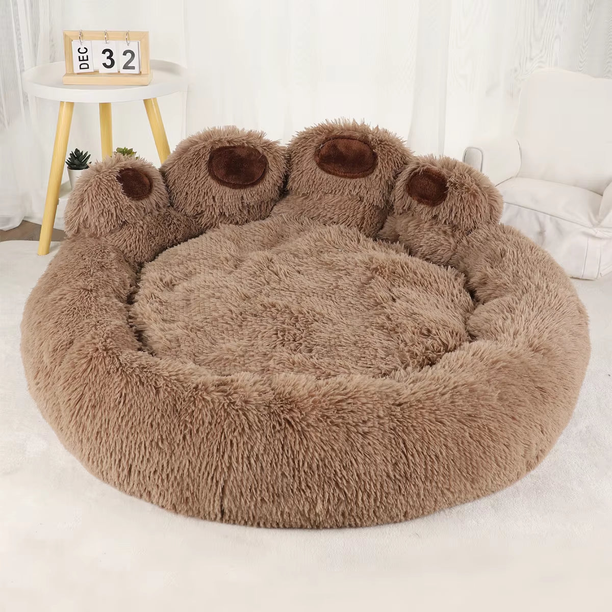 Deluxe Fluffy Dog Bed - Cozy Plush Kennel for Large Dogs & Cats - Premium Winter Bedding Cushion